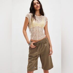 Free People Saylor Poplin Pull-On Shorts in Caiman Army size XS